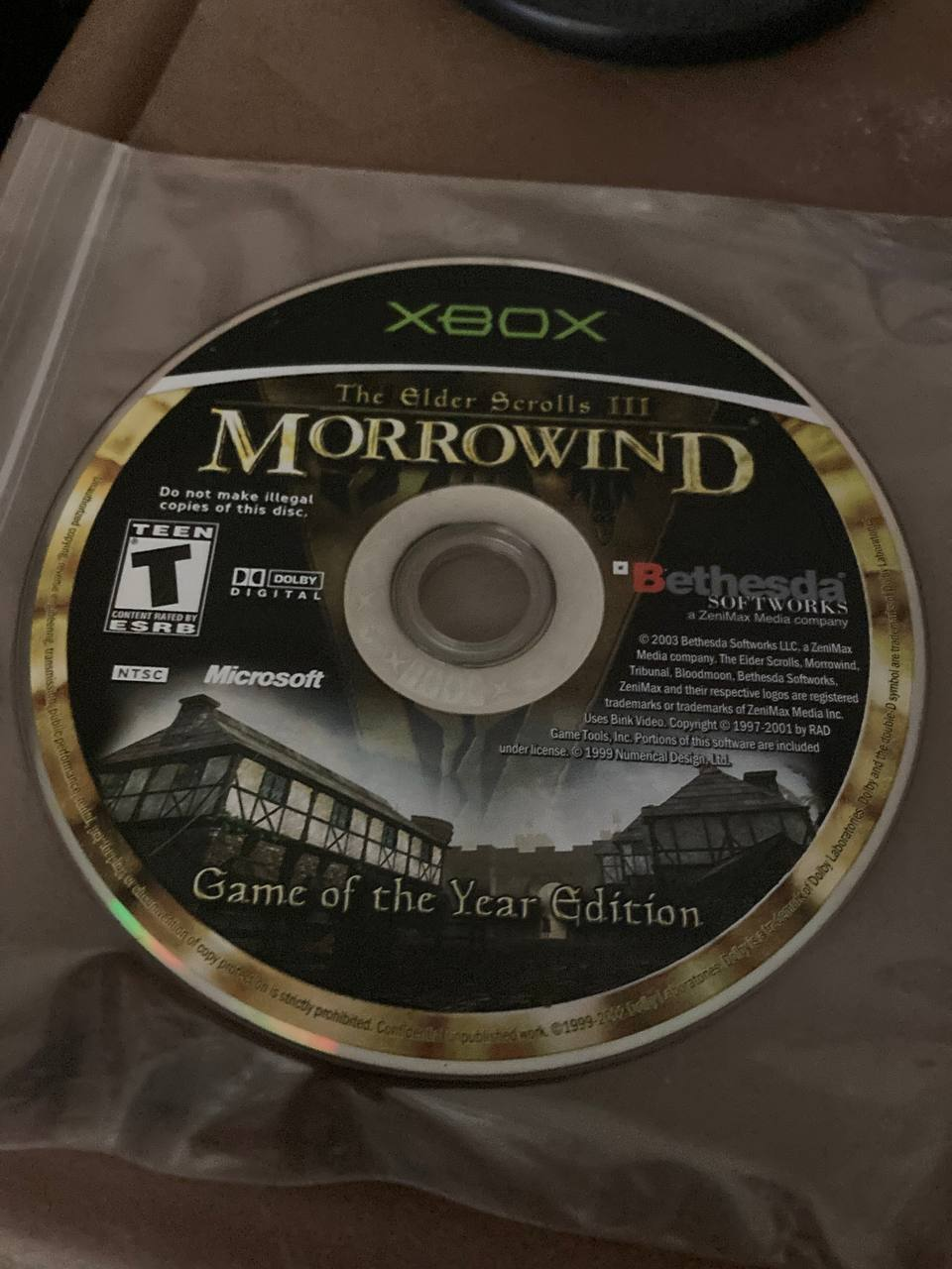 The Elder Scrolls 3: Morrowind (Game of the Year) for Xbox (Loose Disc)